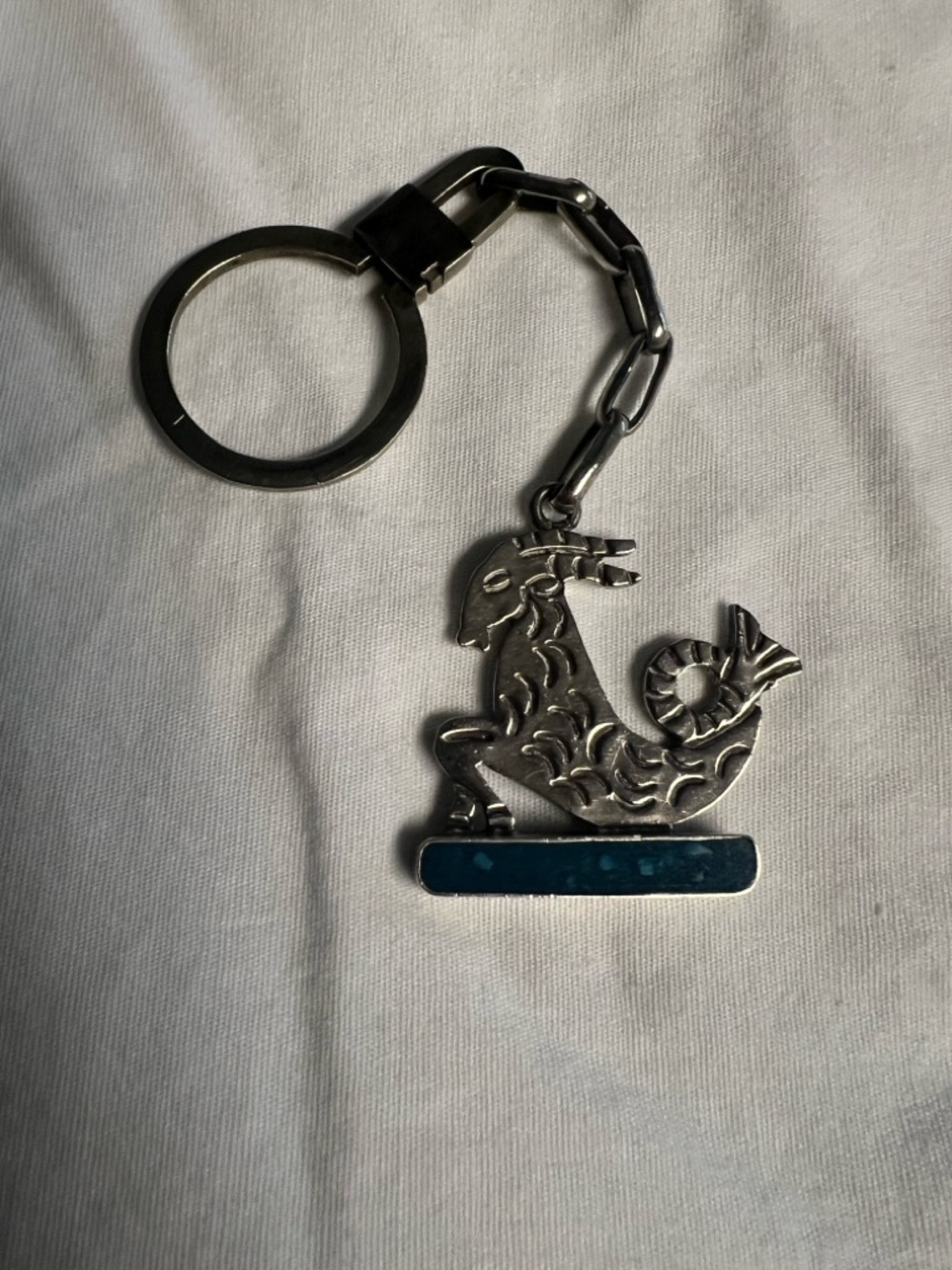 Vintage silver Capricorn keychain